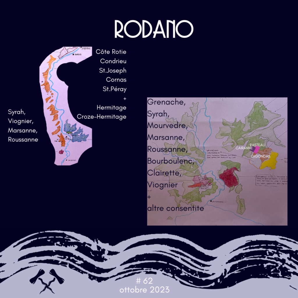 I vitigni e le AOC della valle del Rodano, zona di origine del vino del mese n. 62 del wine club